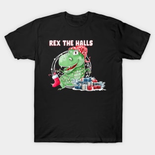 T Rex The Halls Christmas Dinosaur T-Shirt